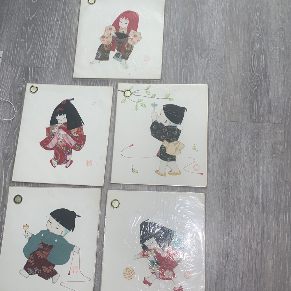 Set -MID century Japanese textile art NISHIJIN Ori. #Anime Manga